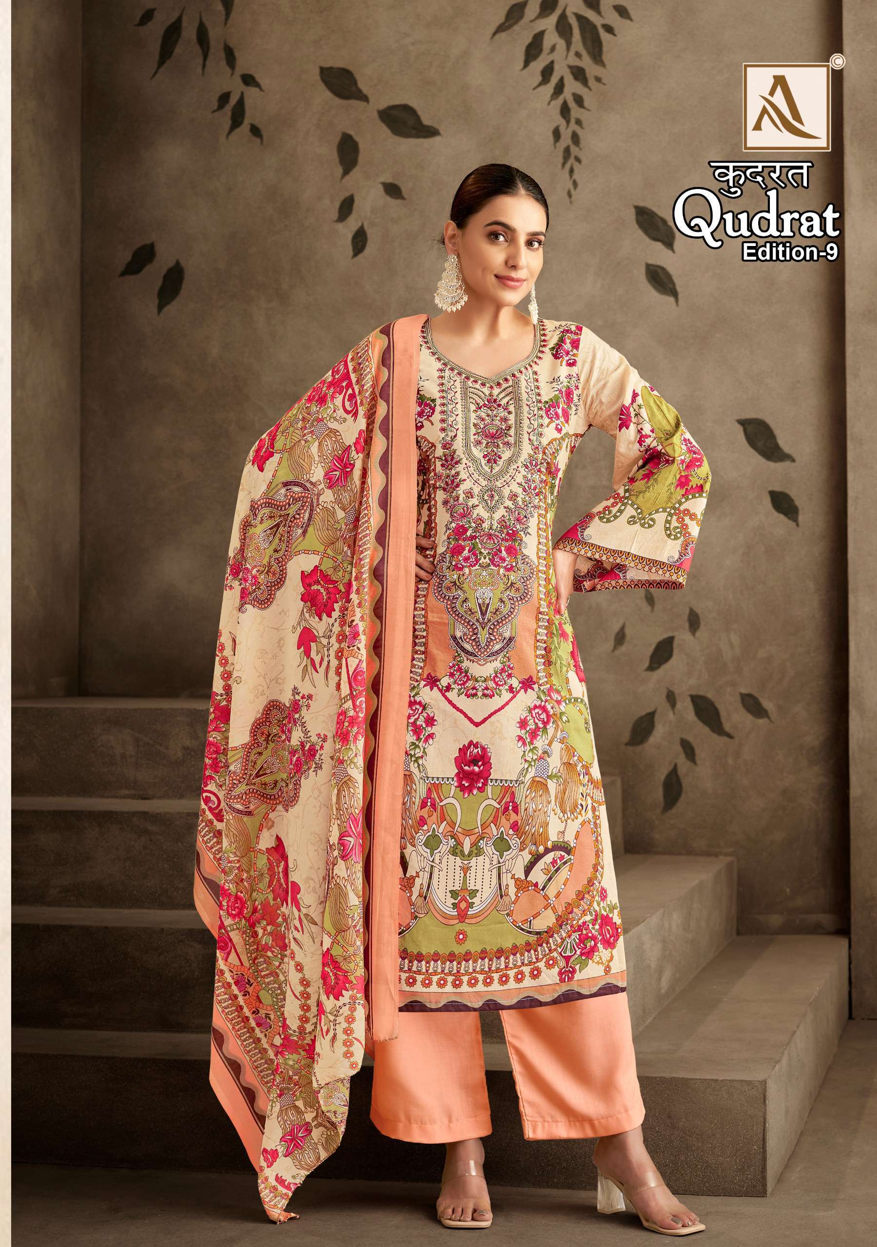 ALOK SUITS QUDRAT EDITION VOL 9 COTTON DIGITAL PRINTS WITH FANCY WORK SUIT