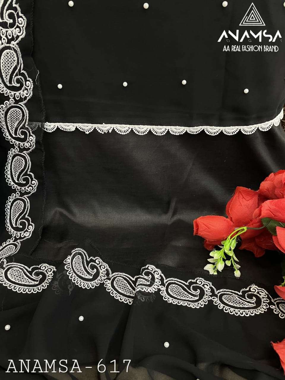 ANAMSA - 617 PURE FOX GEORGETTE HEAVY EMBROIDERED PARTY WEAR SUIT