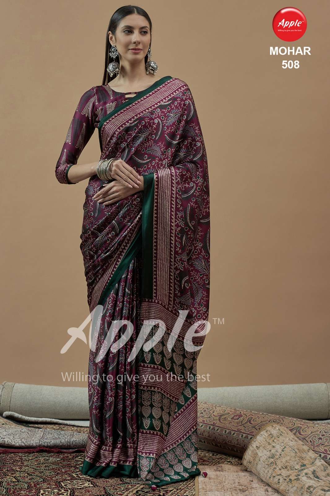 APPLE MOHAR VOL 5 SATIN PRINTED SAREE