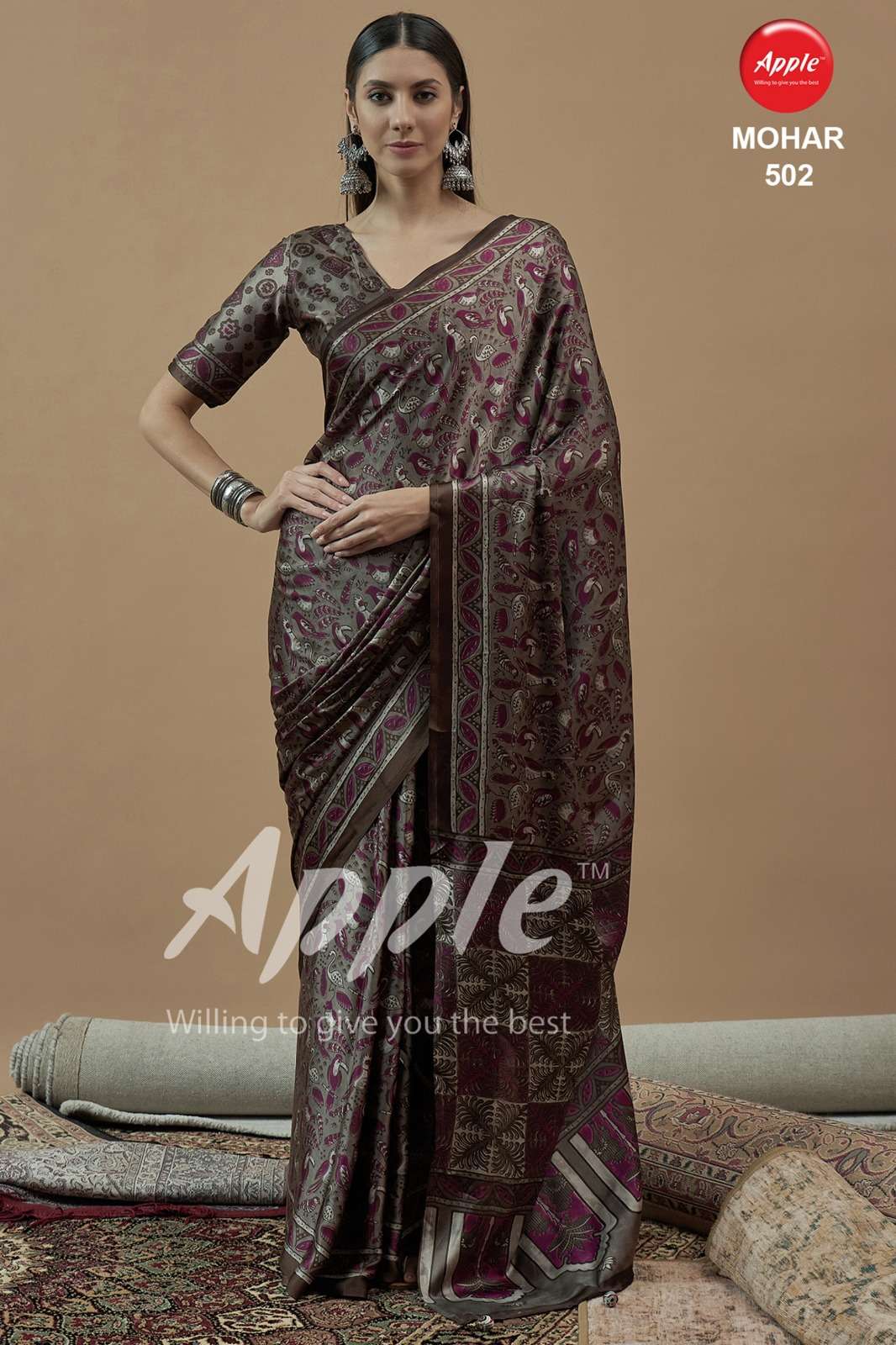 APPLE MOHAR VOL 5 SATIN PRINTED SAREE