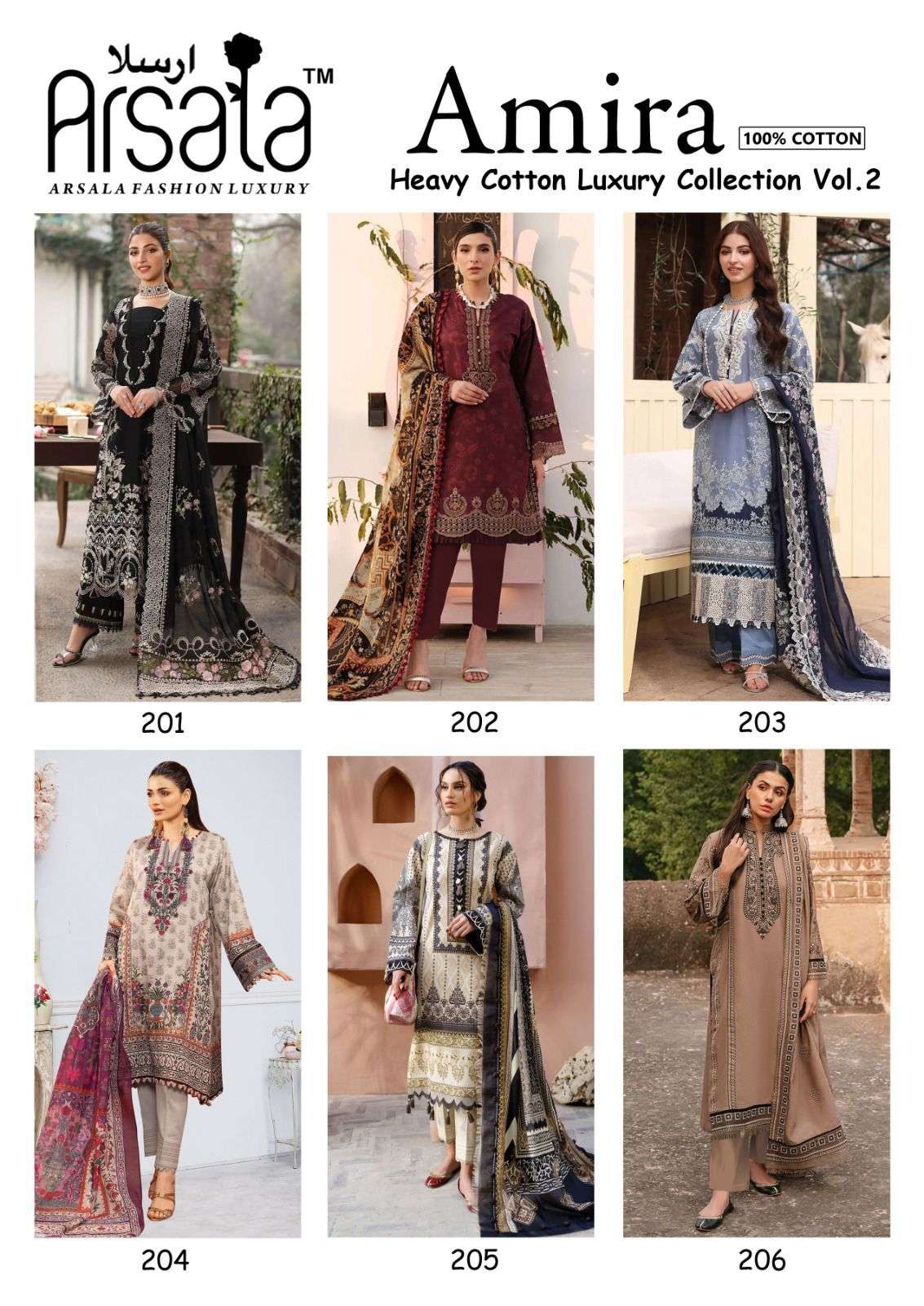 ARSALA FASHION AMIRA HEAVY COTTON LUXURY COLLECTION VOL 2 LAWN COTTON SUIT