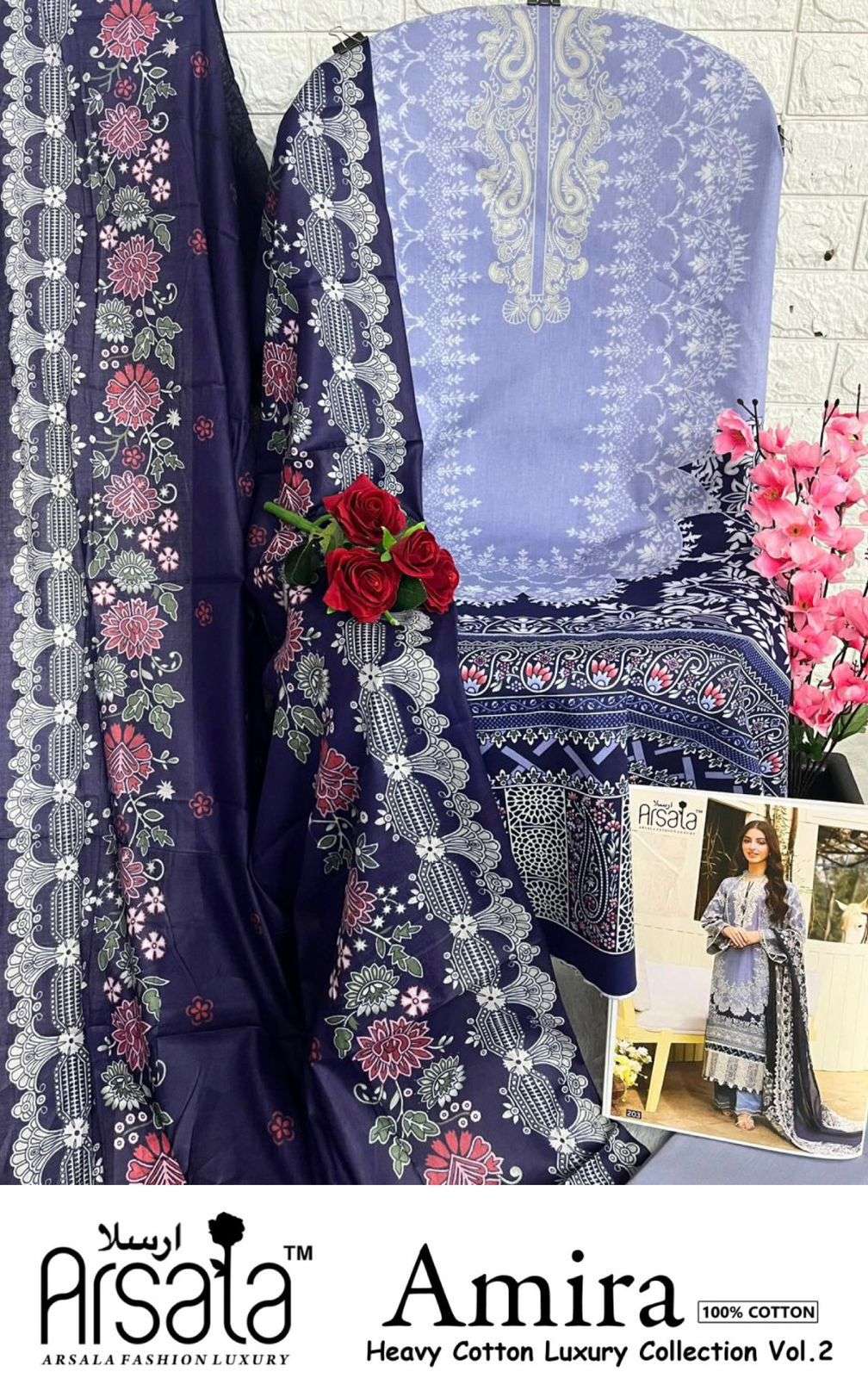 ARSALA FASHION AMIRA HEAVY COTTON LUXURY COLLECTION VOL 2 LAWN COTTON SUIT