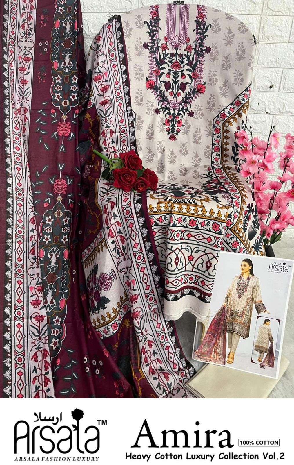 ARSALA FASHION AMIRA HEAVY COTTON LUXURY COLLECTION VOL 2 LAWN COTTON SUIT
