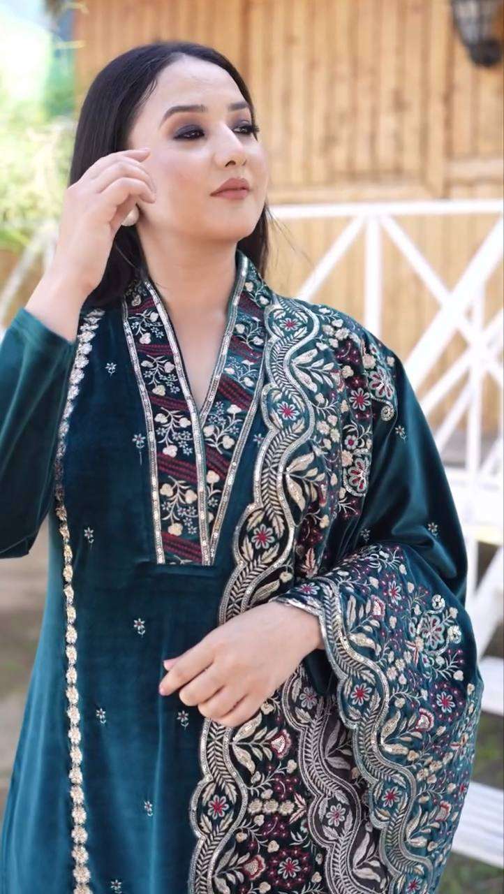 BE 294 VELVET SEQUENCE EMBROIDERY DESIGNER WORK SUIT