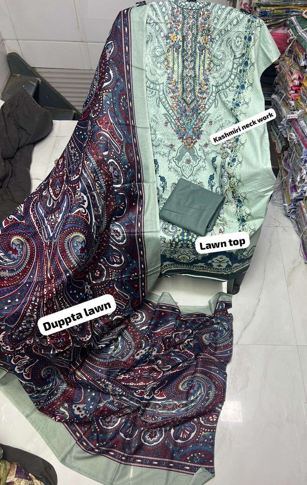 BIN SAEED  EMBROIDERED COLLECTION LAWN COTTON FANCY WORK SUIT