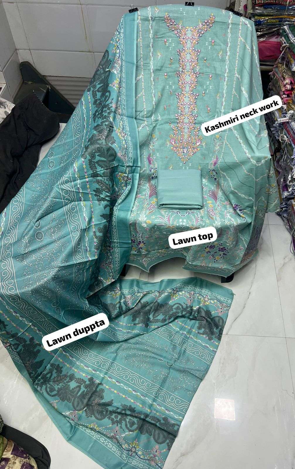 BIN SAEED  EMBROIDERED COLLECTION LAWN COTTON FANCY WORK SUIT