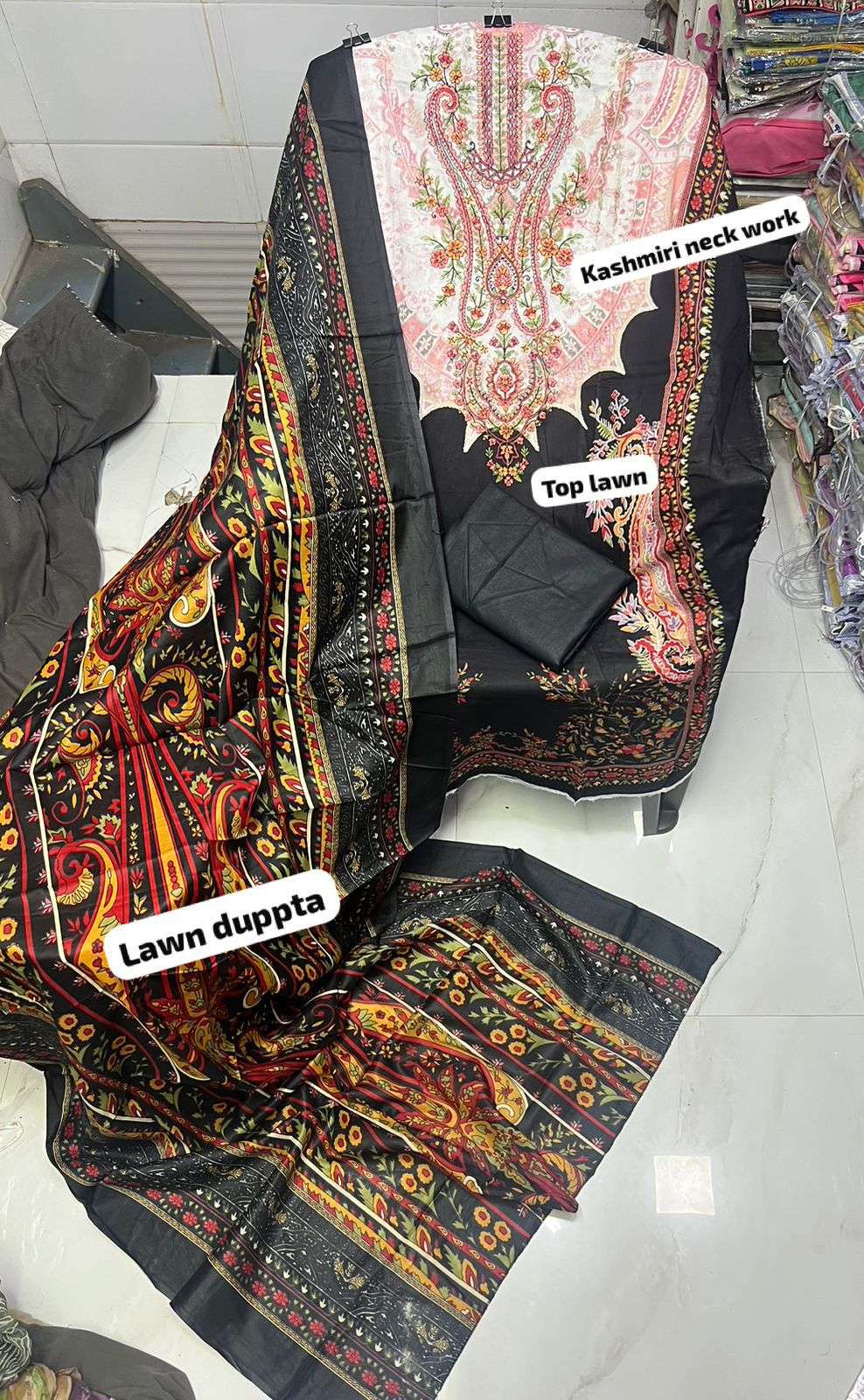 BIN SAEED  EMBROIDERED COLLECTION LAWN COTTON FANCY WORK SUIT