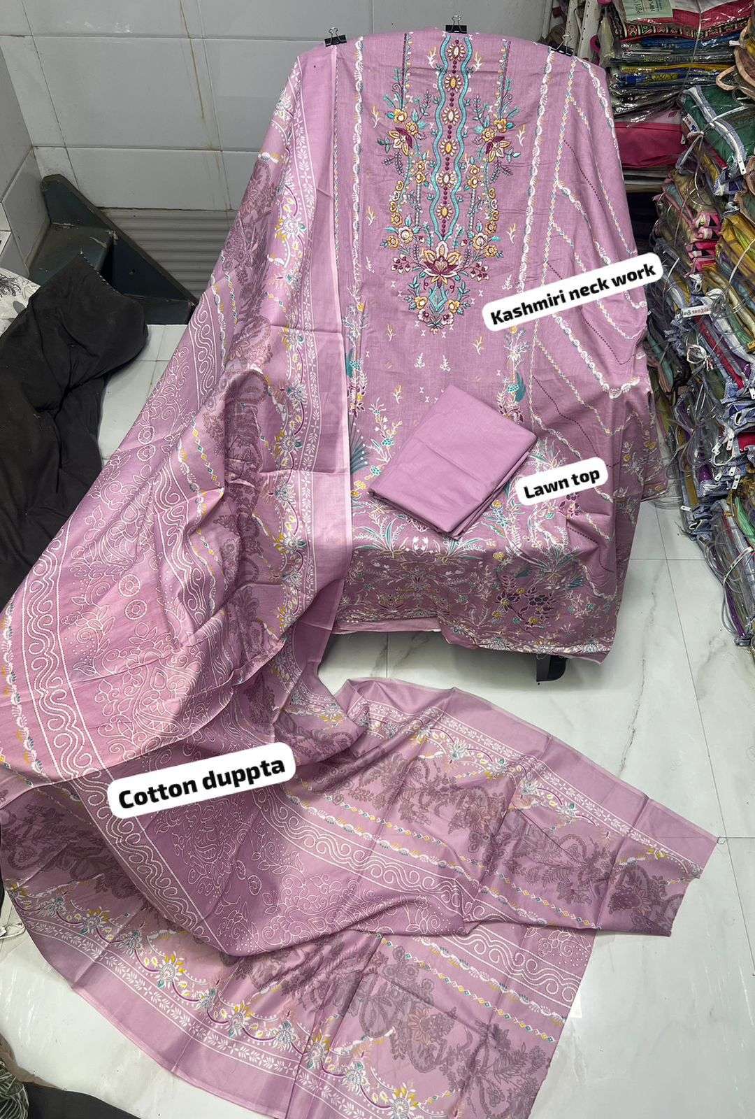 BIN SAEED  EMBROIDERED COLLECTION LAWN COTTON FANCY WORK SUIT