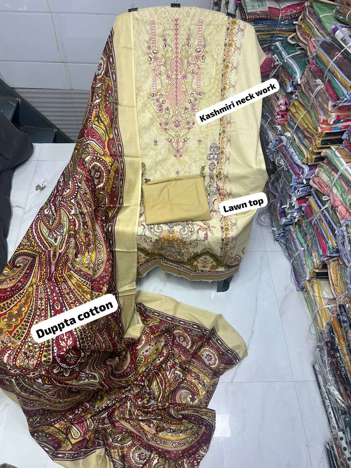 BIN SAEED  EMBROIDERED COLLECTION LAWN COTTON FANCY WORK SUIT