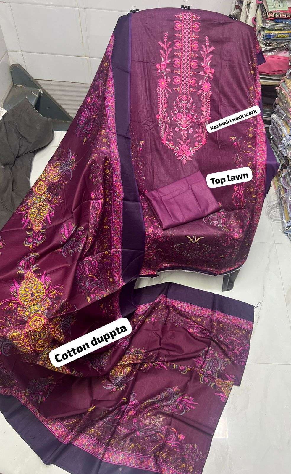 BIN SAEED  EMBROIDERED COLLECTION LAWN COTTON FANCY WORK SUIT