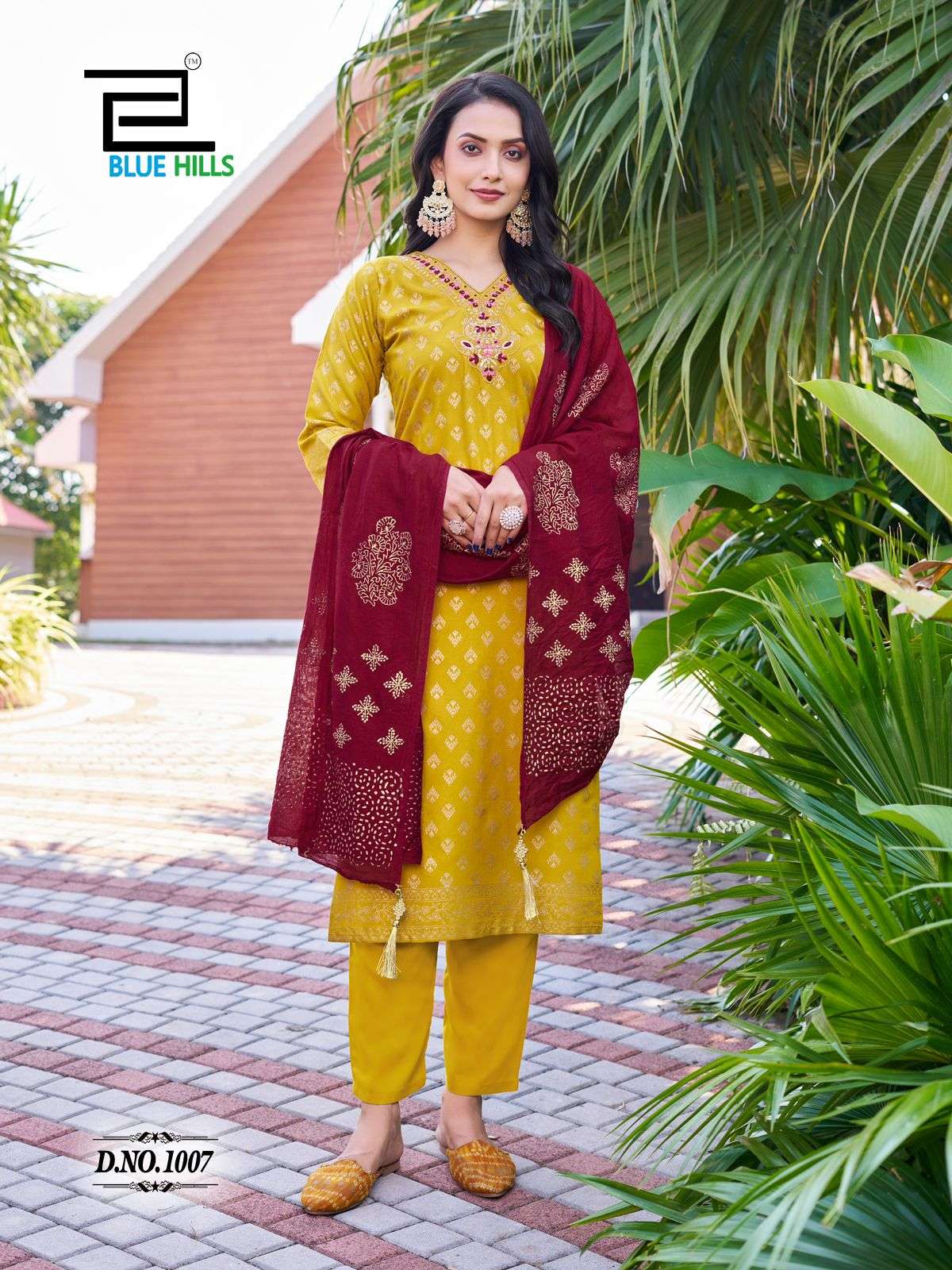 BLUE HILLS LAKSHMI RAYON FOIL PRINT FANCY LADIES KURTI COMBO SET 