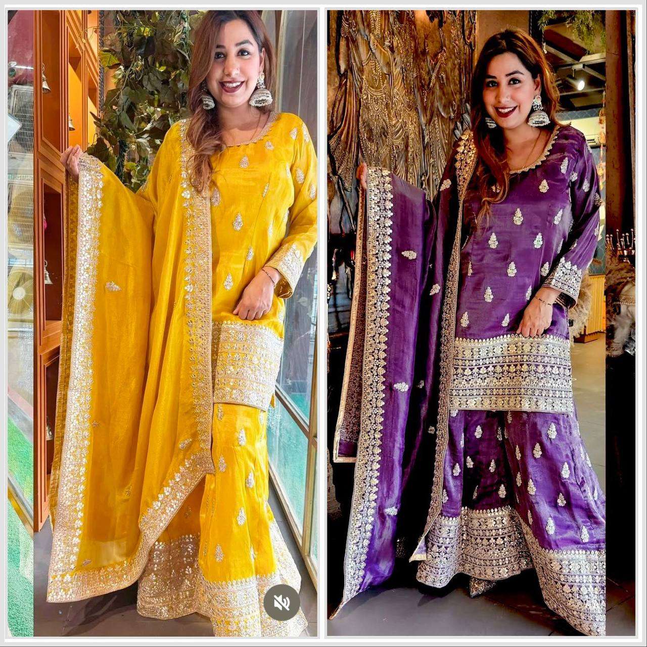 FD 102 SILK DESIGNER WEDDING WEAR SHARARA SUIT