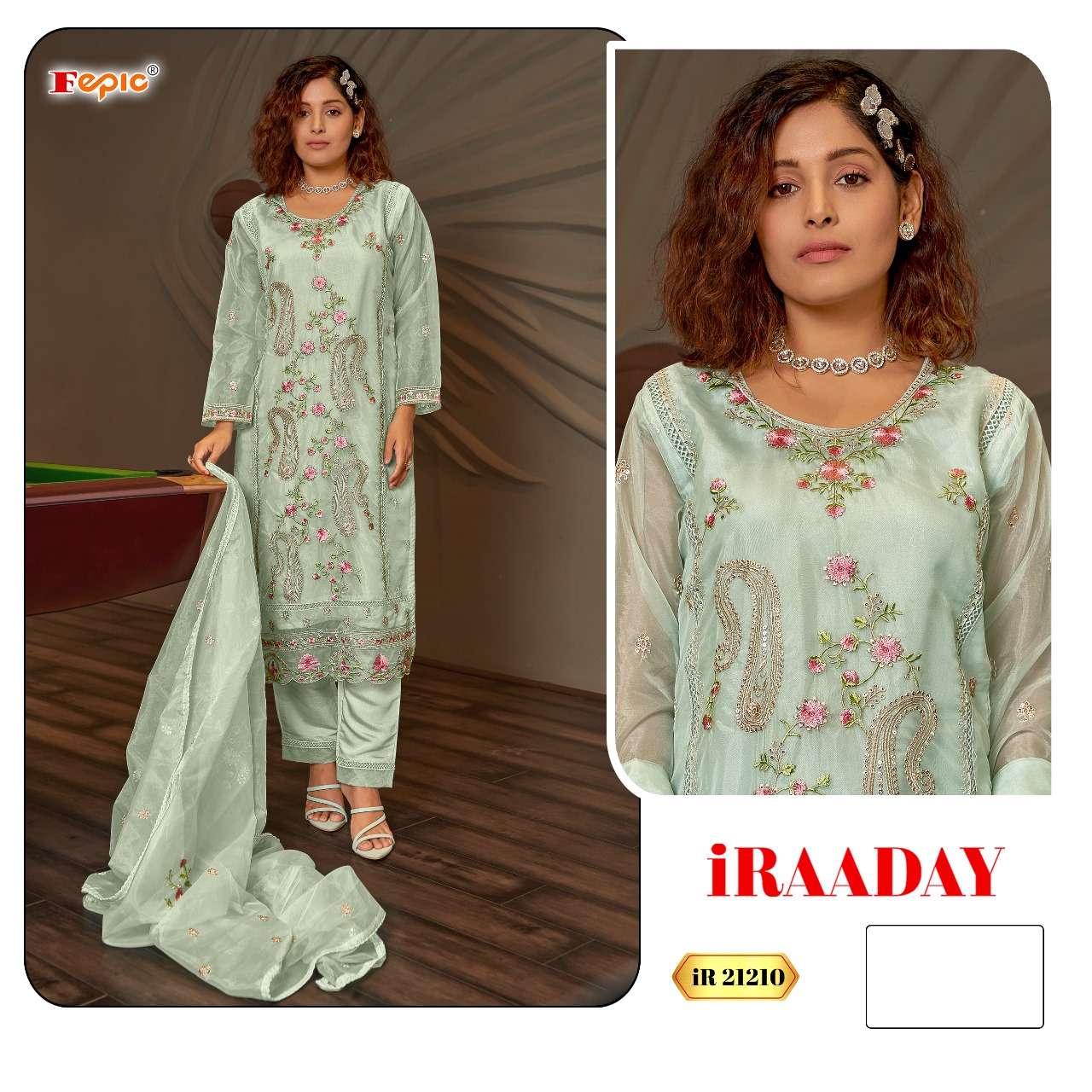 FEPIC iRAADAY IR 21210 ORGANZA HEAVY EMBROIDERED PAKISTANI SUIT