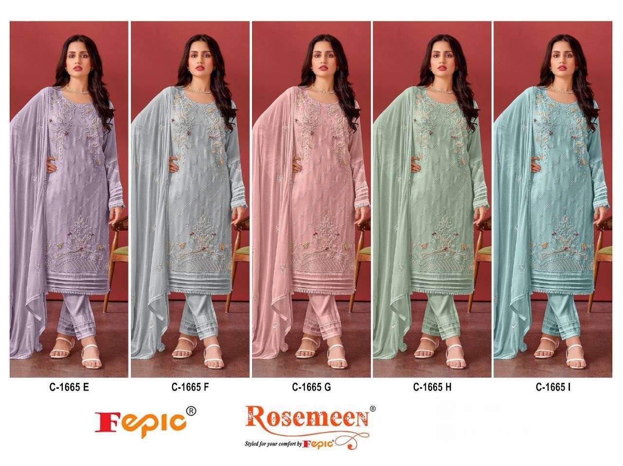 FEPIC ROSEMEEN C 1665 EFGHI GEORGETTE HEAVY DESIGNER SUIT