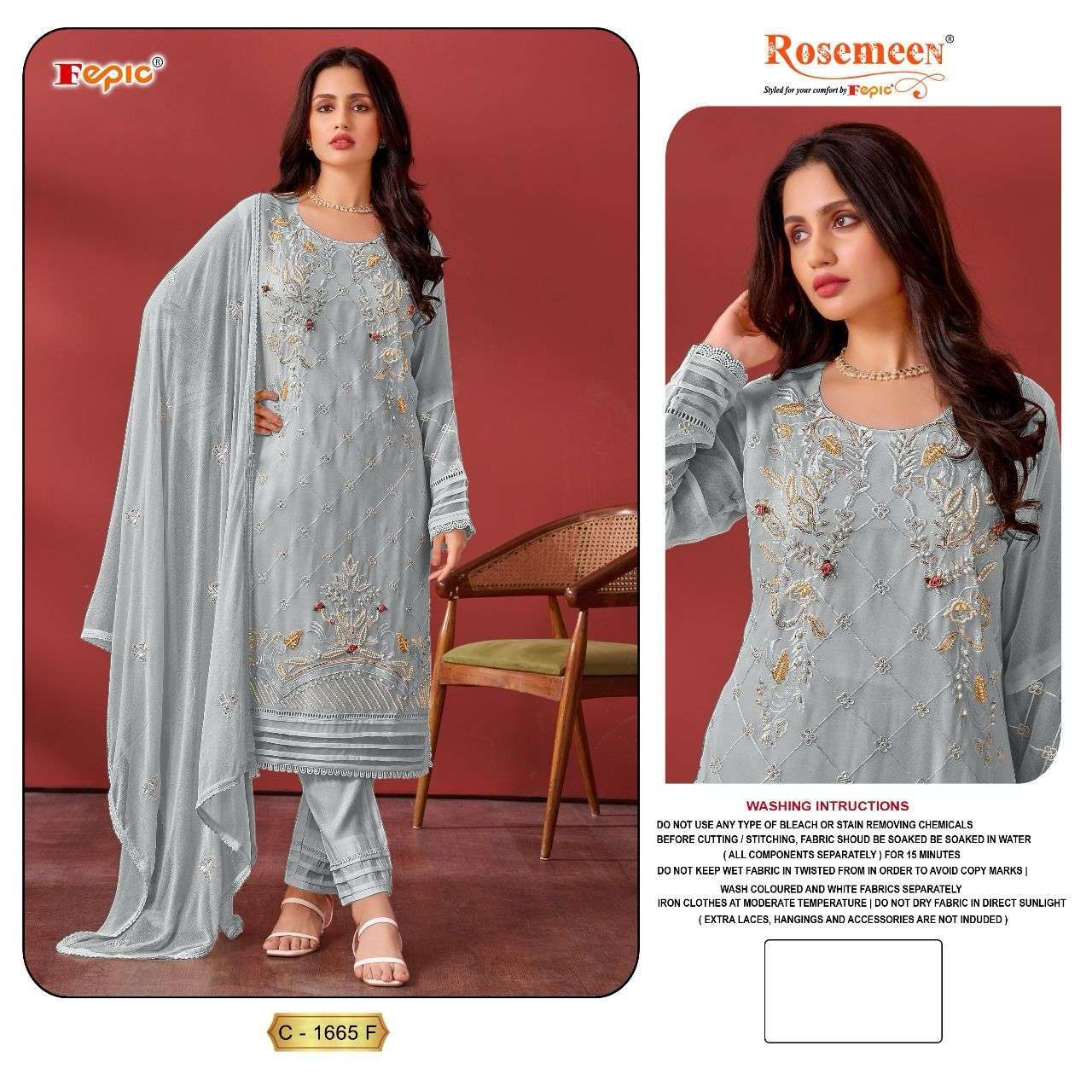 FEPIC ROSEMEEN C 1665 EFGHI GEORGETTE HEAVY DESIGNER SUIT