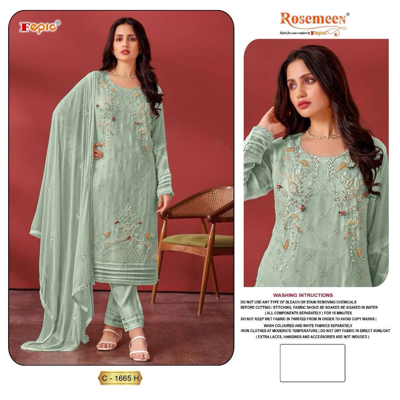 FEPIC ROSEMEEN C 1665 EFGHI GEORGETTE HEAVY DESIGNER SUIT