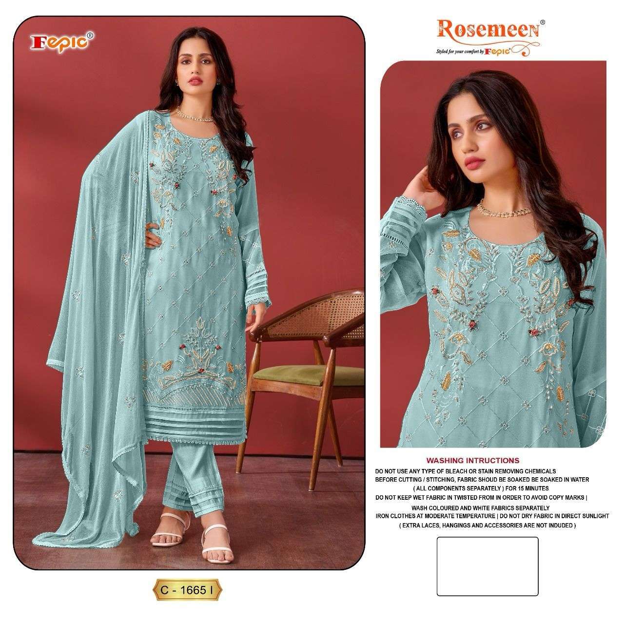 FEPIC ROSEMEEN C 1665 EFGHI GEORGETTE HEAVY DESIGNER SUIT