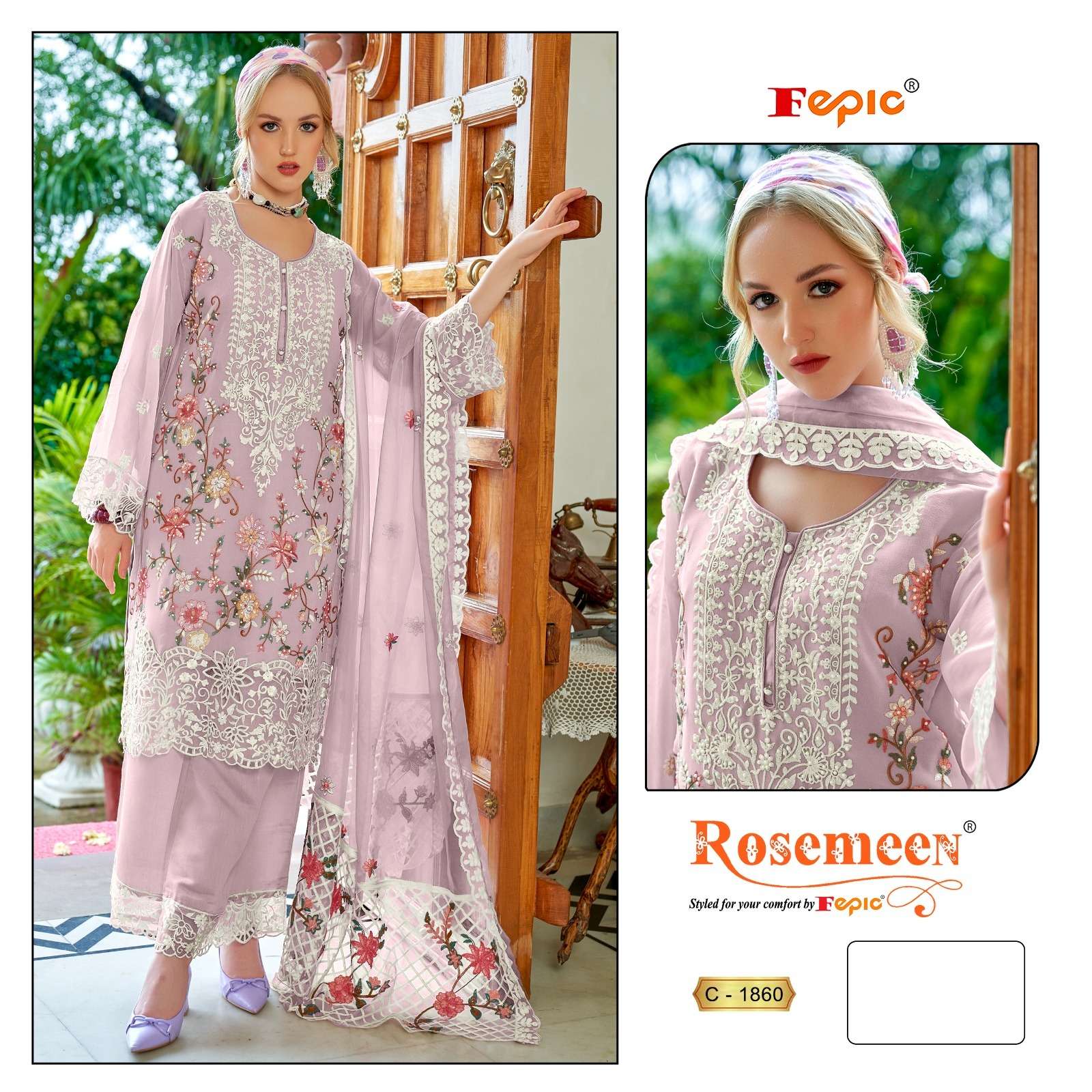 FEPIC ROSEMEEN C 1860 GEORGETTE EMBROIDERED PAKISTANI SUIT