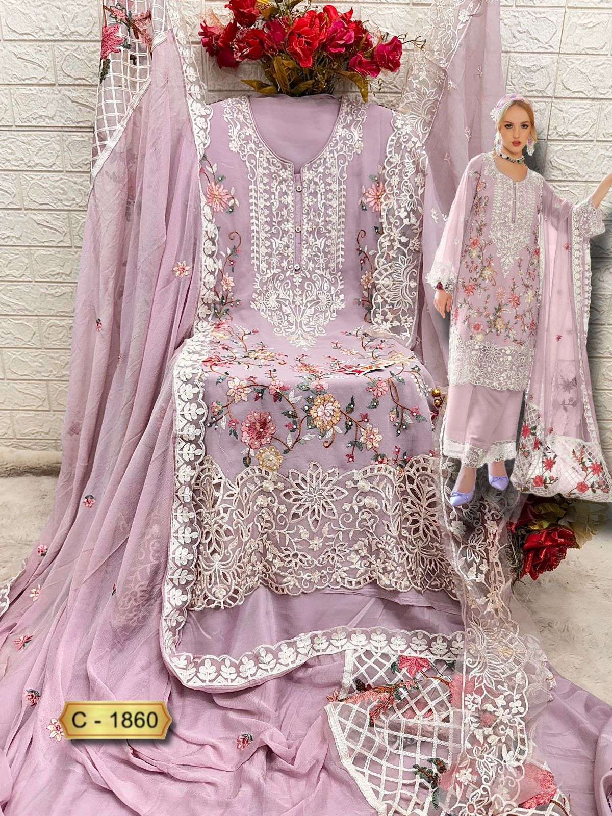 FEPIC ROSEMEEN C 1860 GEORGETTE EMBROIDERED PAKISTANI SUIT