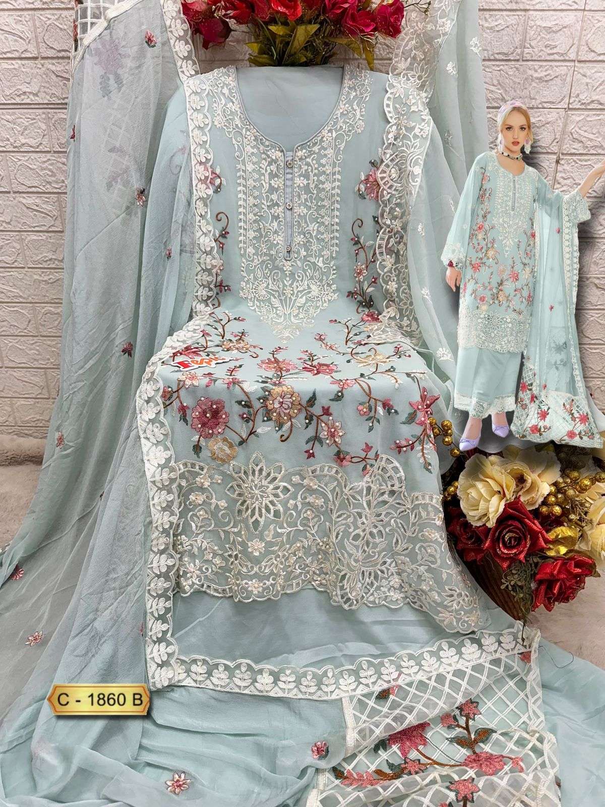 FEPIC ROSEMEEN C 1860 GEORGETTE EMBROIDERED PAKISTANI SUIT