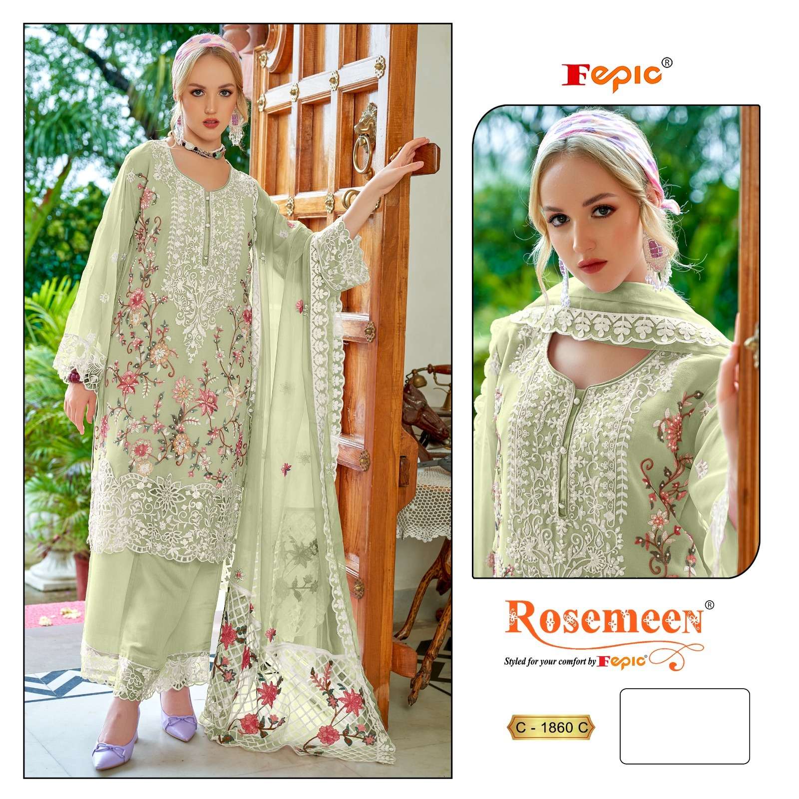 FEPIC ROSEMEEN C 1860 GEORGETTE EMBROIDERED PAKISTANI SUIT