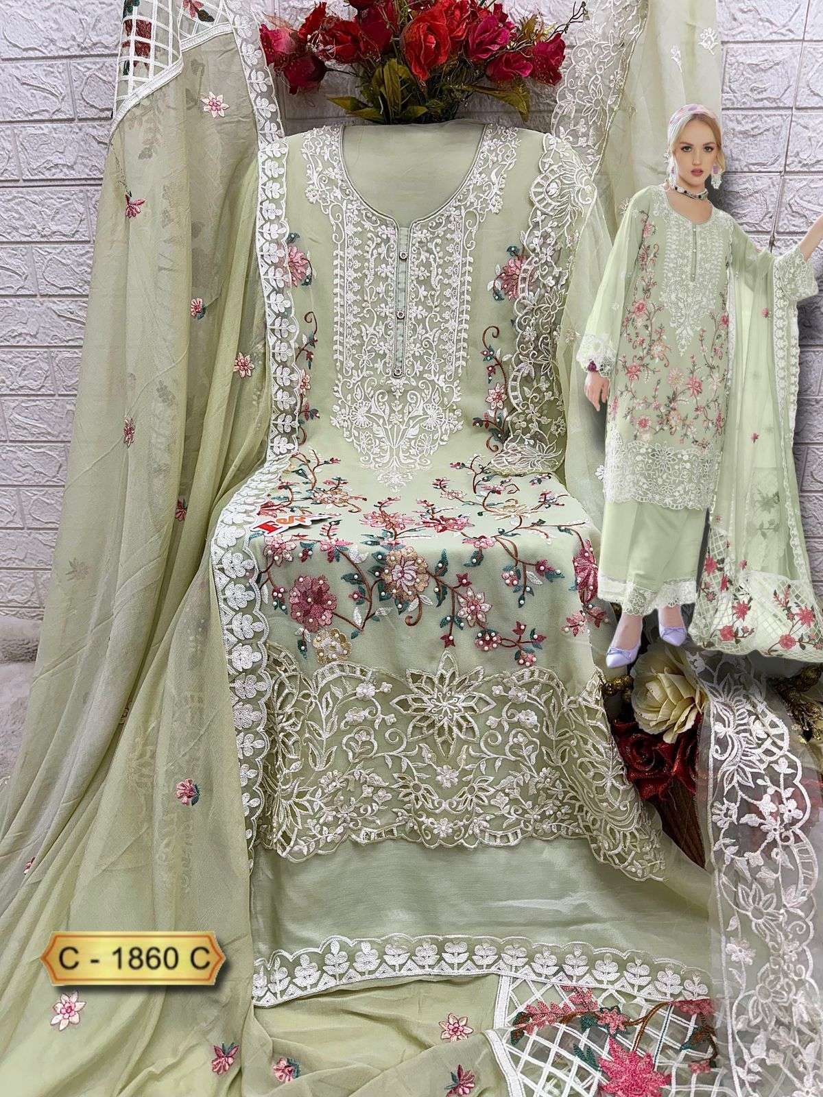 FEPIC ROSEMEEN C 1860 GEORGETTE EMBROIDERED PAKISTANI SUIT