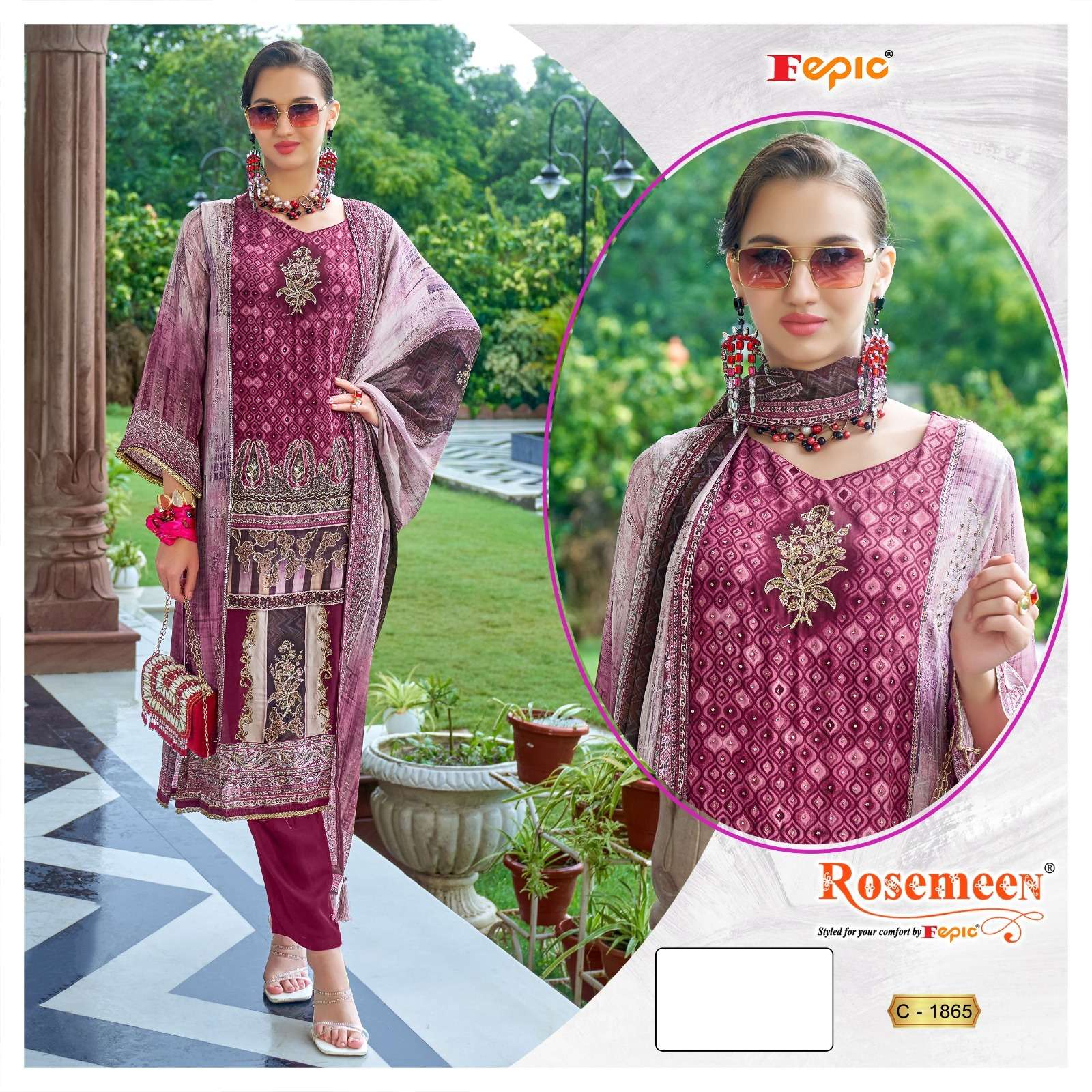 FEPIC ROSEMEEN C 1865 CREPE EMBROIDERD FANCY PAKISTANI SUIT