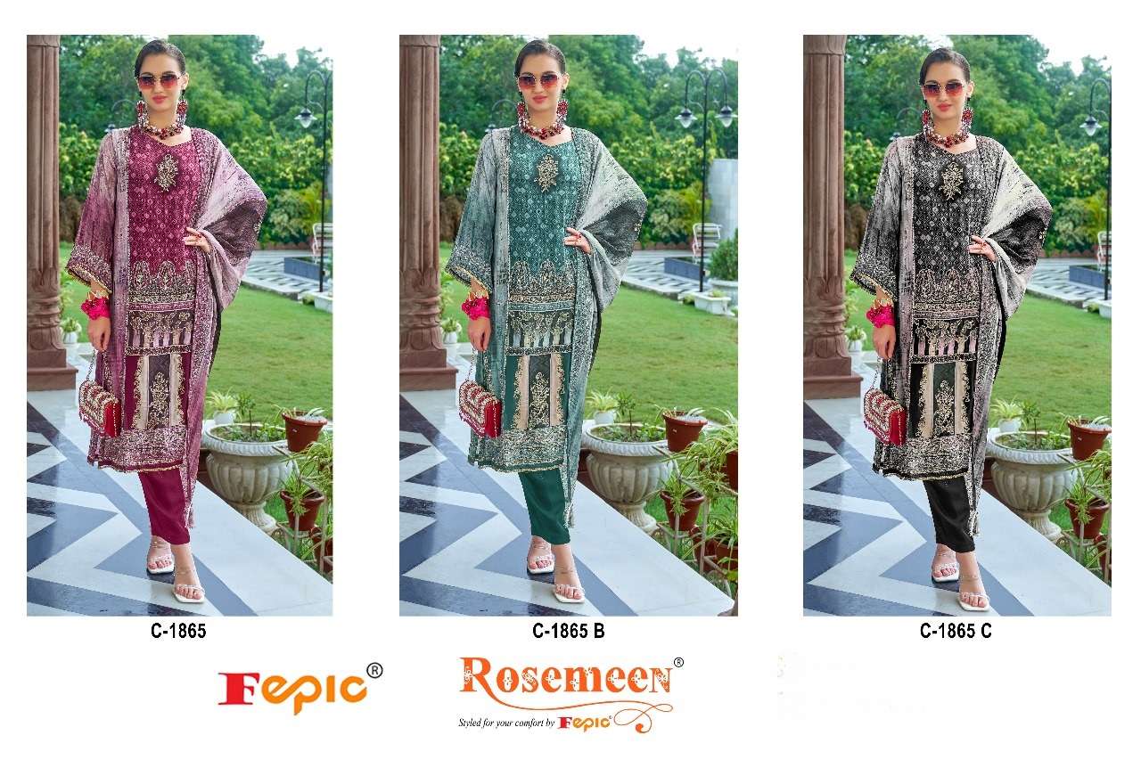 FEPIC ROSEMEEN C 1865 CREPE EMBROIDERD FANCY PAKISTANI SUIT