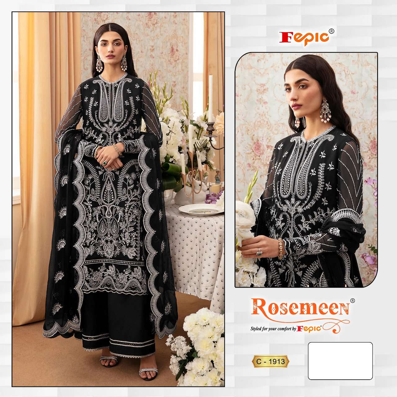 FEPIC ROSEMEEN C 1913 GEORGETTE EMBROIDERED PAKISTANI SUIT