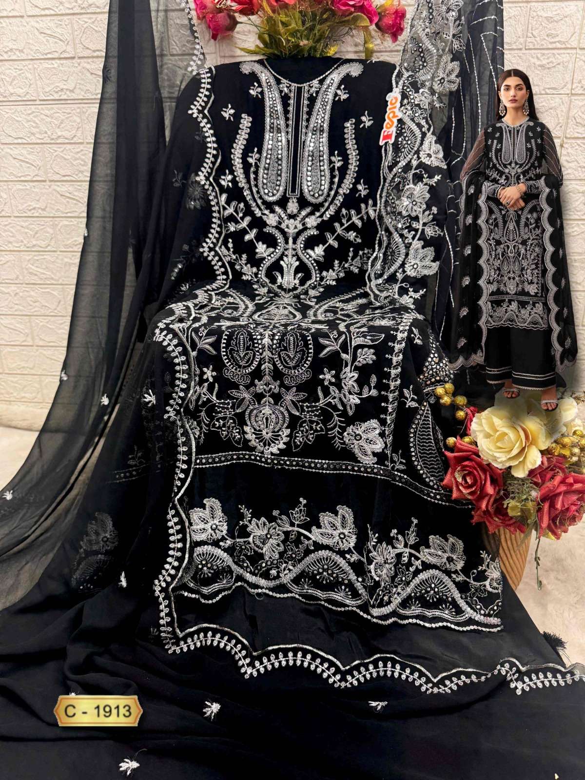 FEPIC ROSEMEEN C 1913 GEORGETTE EMBROIDERED PAKISTANI SUIT