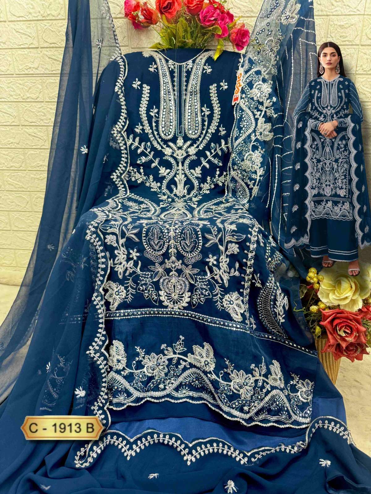 FEPIC ROSEMEEN C 1913 GEORGETTE EMBROIDERED PAKISTANI SUIT