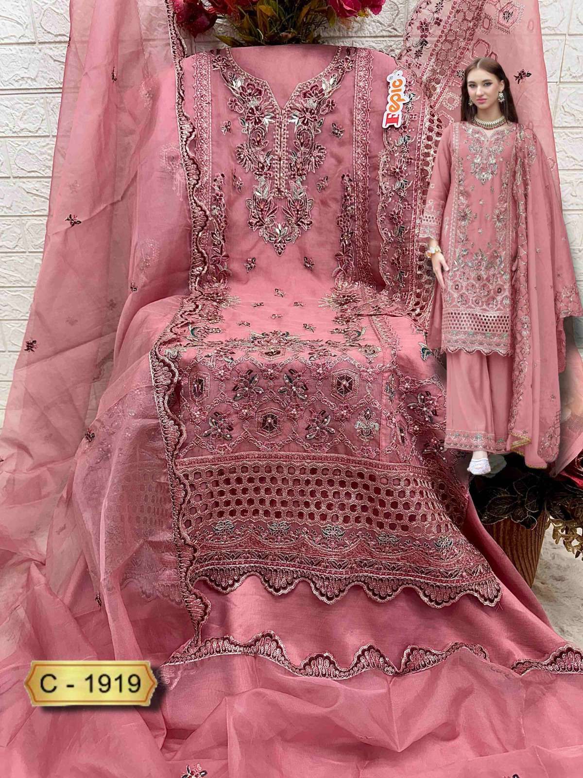 FEPIC ROSEMEEN C 1919 ORGANZA EMBROIDERED PAKISTANI SUIT