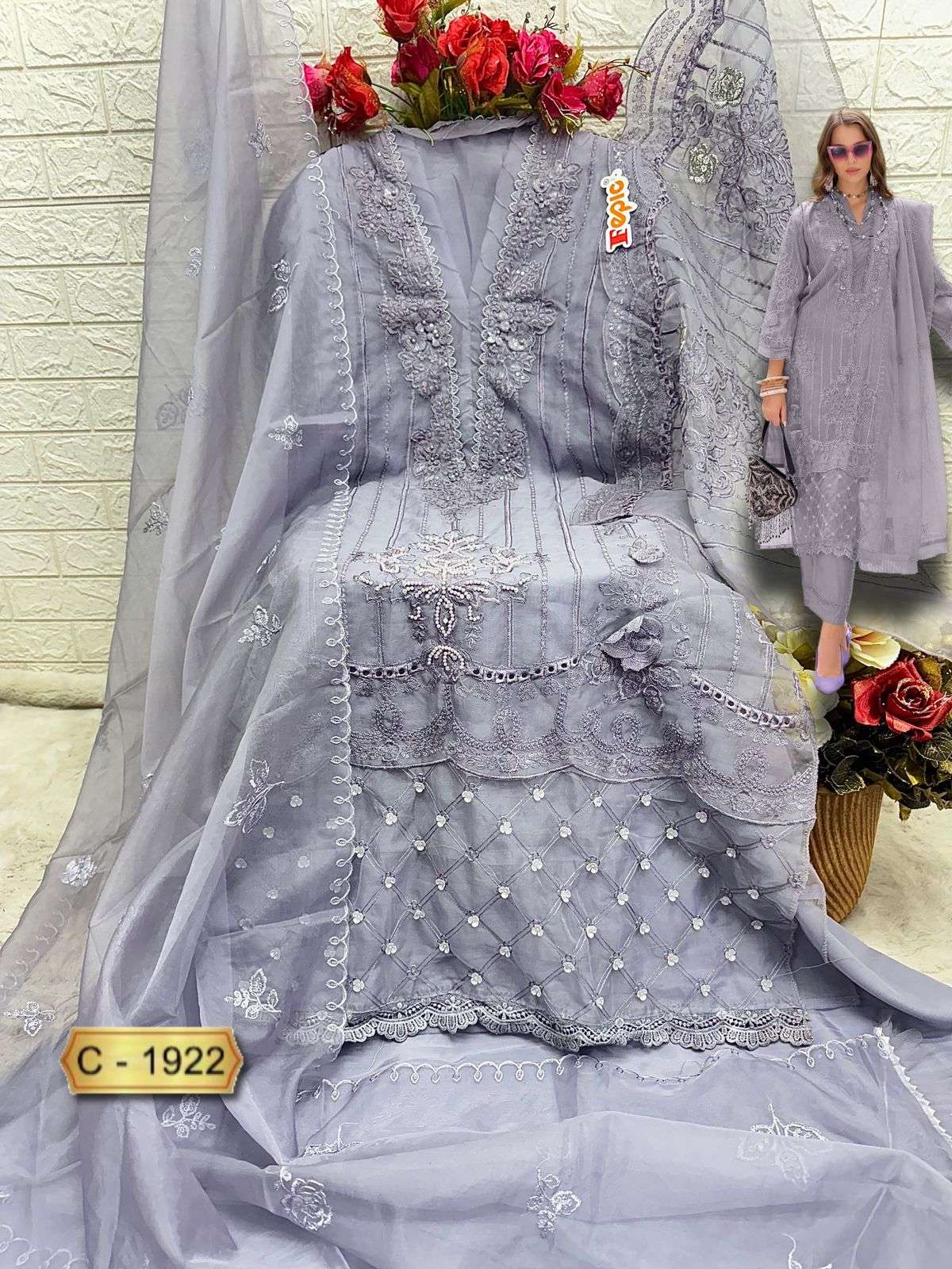 FEPIC ROSEMEEN C 1922 ORGANZA EMBROIDERED FANCY PAKISTANI SUIT