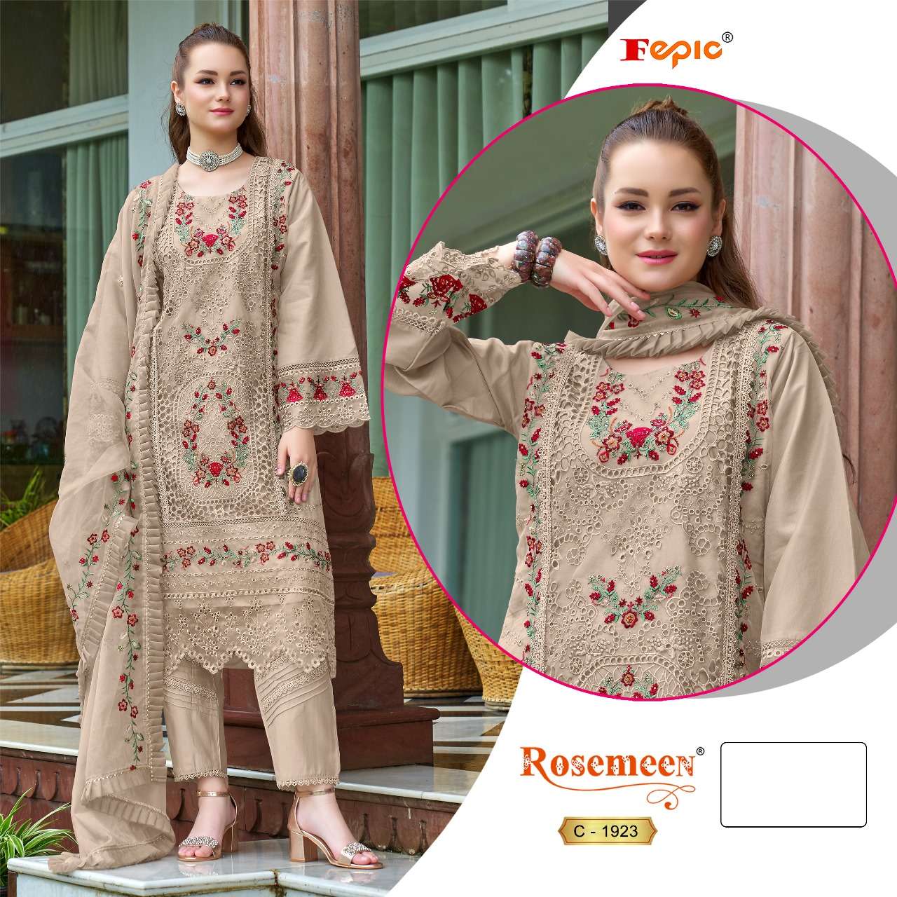 FEPIC ROSEMEEN C 1923 ORGANZA EMBROIDERED PAKISTANI SUIT