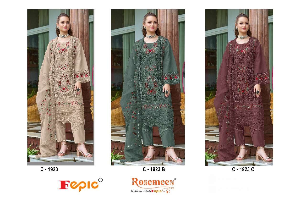 FEPIC ROSEMEEN C 1923 ORGANZA EMBROIDERED PAKISTANI SUIT