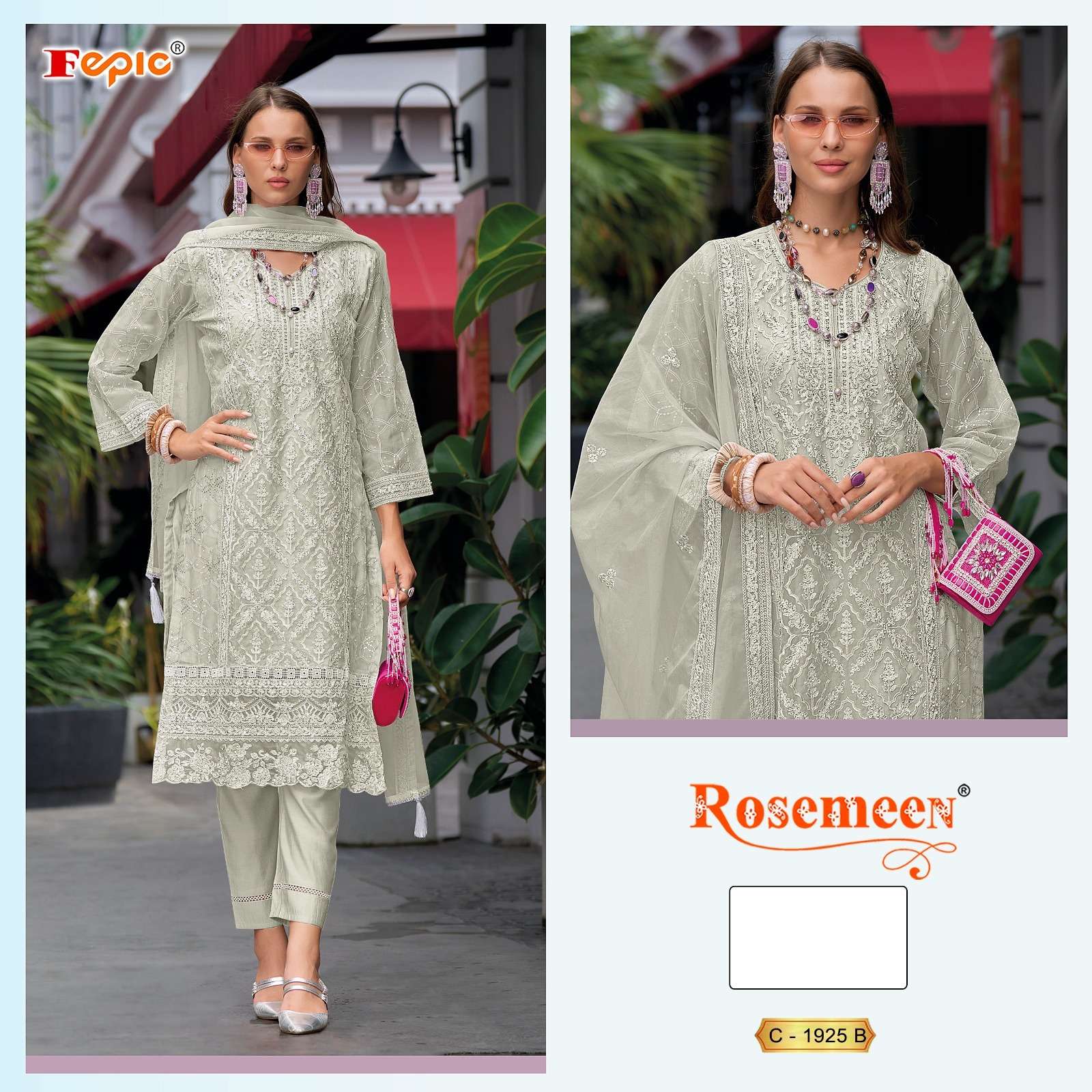 FEPIC ROSEMEEN C 1925 ORGANZA EMBROIDERED PAKISTANI SUIT