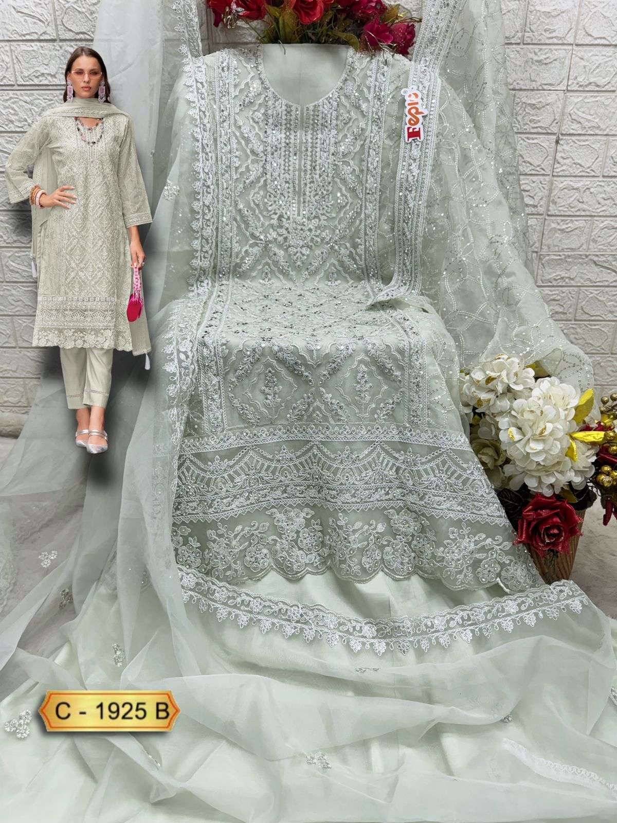 FEPIC ROSEMEEN C 1925 ORGANZA EMBROIDERED PAKISTANI SUIT