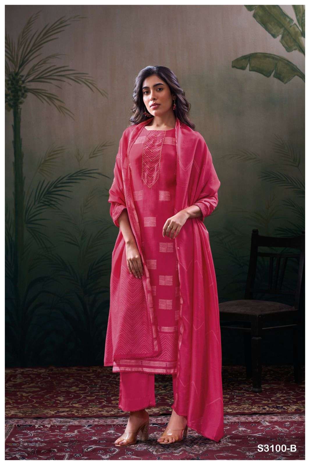 GANGA HANISHA 3100 SILK PRINTED WITH HAND WORK DESIGNER SUIT