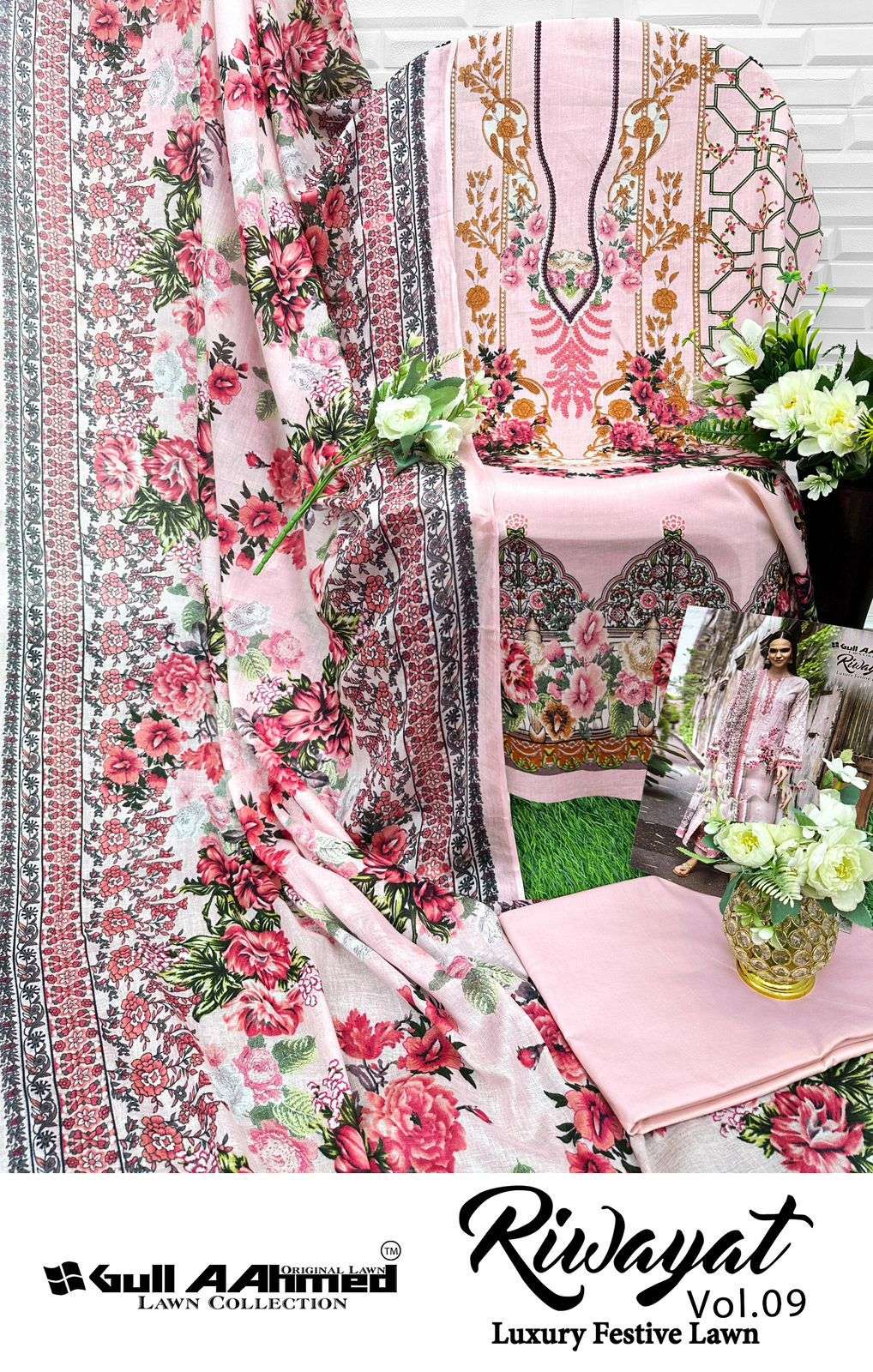 GULL AAHMED RIWAYAT VOL 9 LAWN COTTON DIGITAL PRINTS SALWAR SUIT