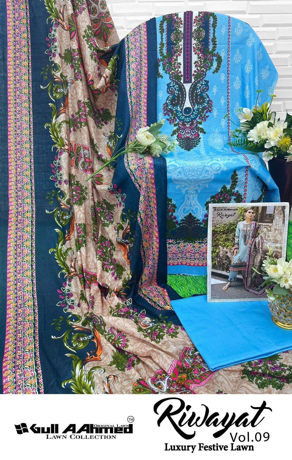 GULL AAHMED RIWAYAT VOL 9 LAWN COTTON DIGITAL PRINTS SALWAR SUIT