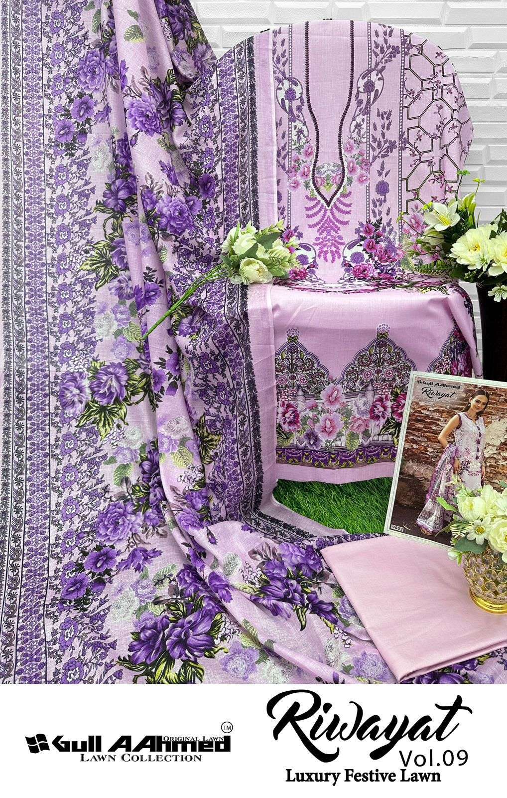 GULL AAHMED RIWAYAT VOL 9 LAWN COTTON DIGITAL PRINTS SALWAR SUIT