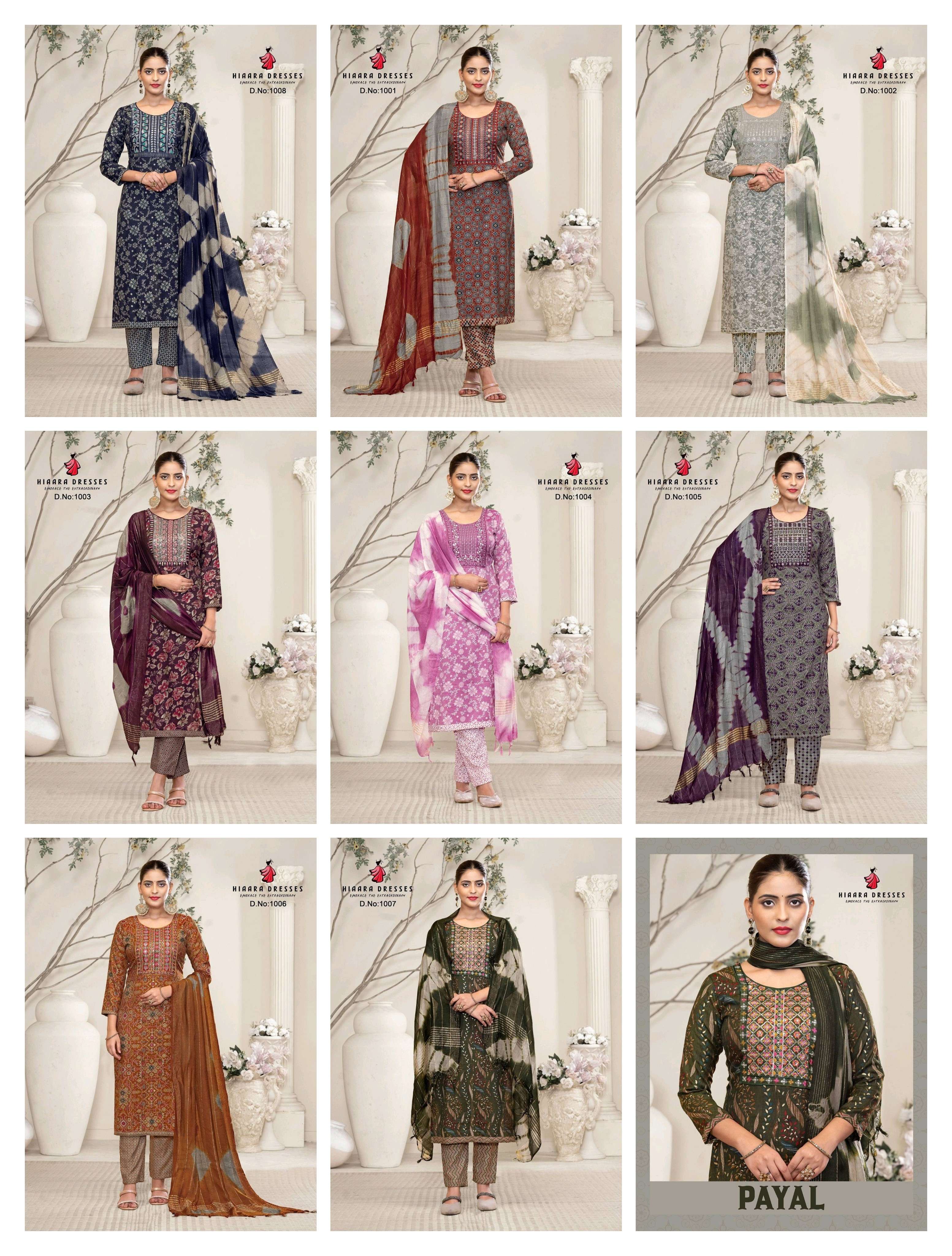 HIAARA DRESSES PAYAL VOL 1 STRAIGHT CUT PATTERN LADIES KURTI COMBO SET 