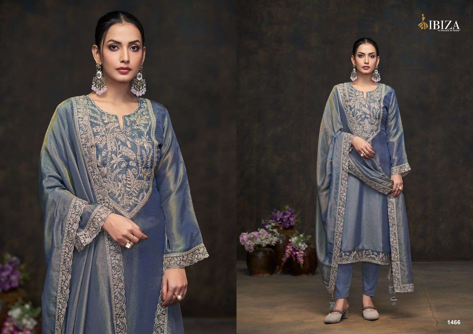IBIZA RAAZIA MUSLIN EMBROIDERY DESIGNER HEAVY SUIT