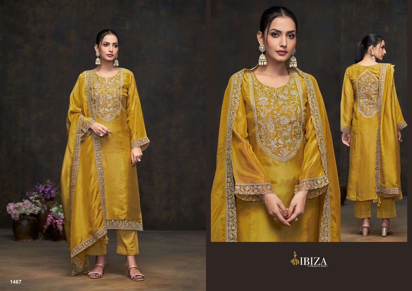 IBIZA RAAZIA MUSLIN EMBROIDERY DESIGNER HEAVY SUIT