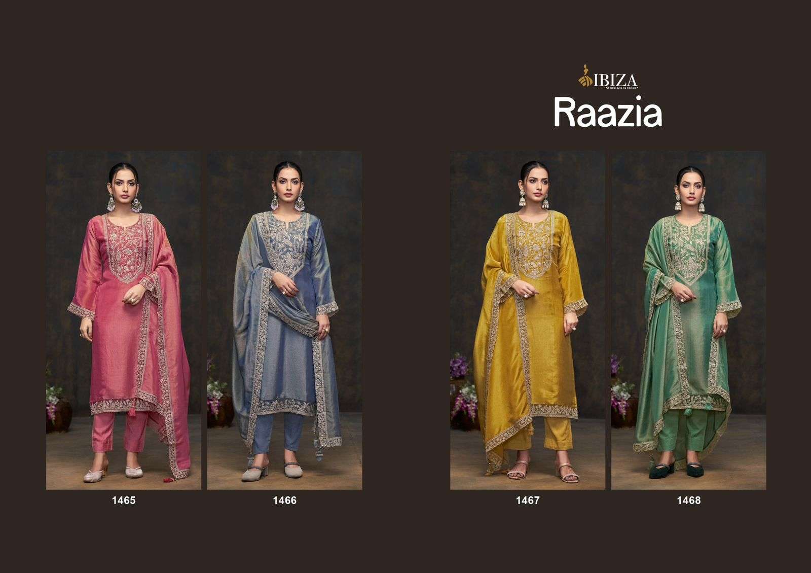 IBIZA RAAZIA MUSLIN EMBROIDERY DESIGNER HEAVY SUIT