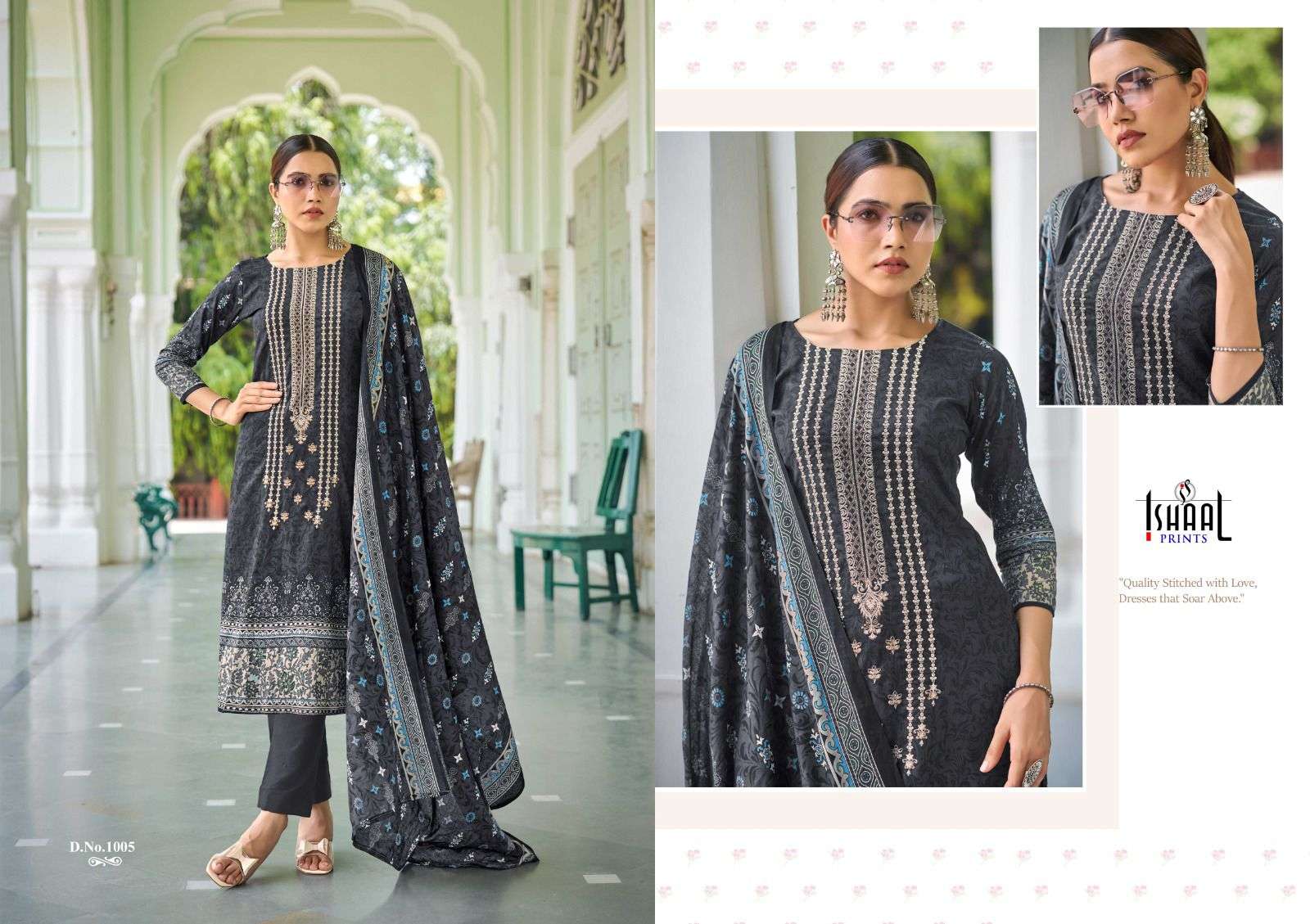 ISHAAL PRINTS EMBROIDERED COMBO 24 LAWN COTTON FANCY WORK SUIT