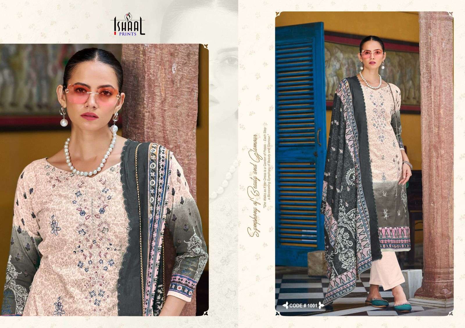 ISHAAL PRINTS EMBROIDERED COMBO 24 LAWN COTTON FANCY WORK SUIT