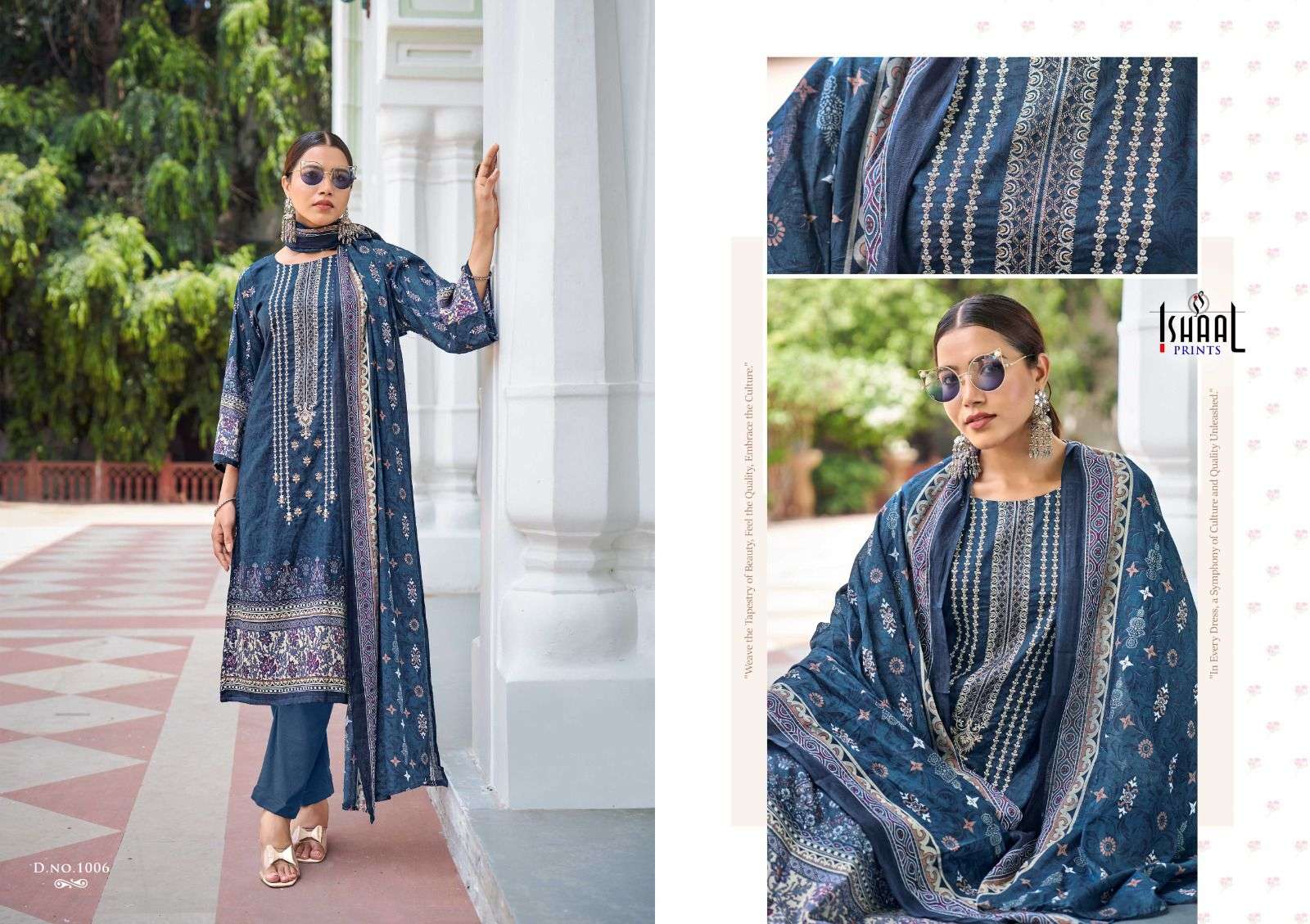 ISHAAL PRINTS EMBROIDERED COMBO 24 LAWN COTTON FANCY WORK SUIT