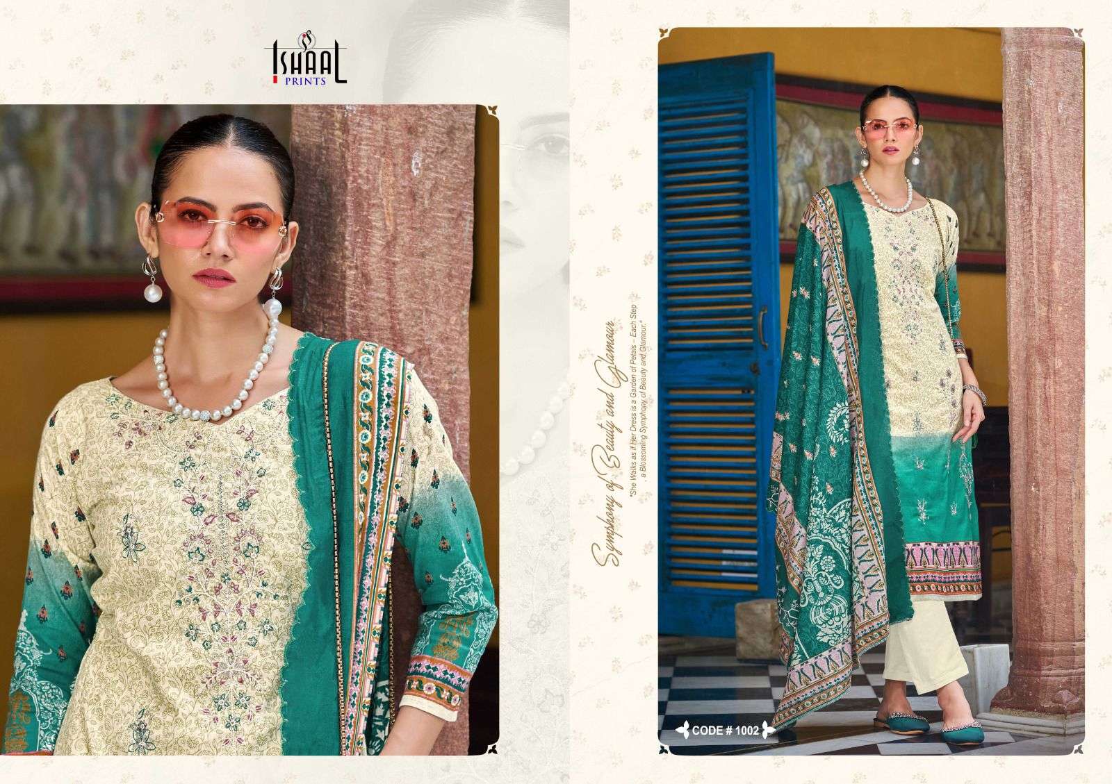 ISHAAL PRINTS EMBROIDERED COMBO 24 LAWN COTTON FANCY WORK SUIT