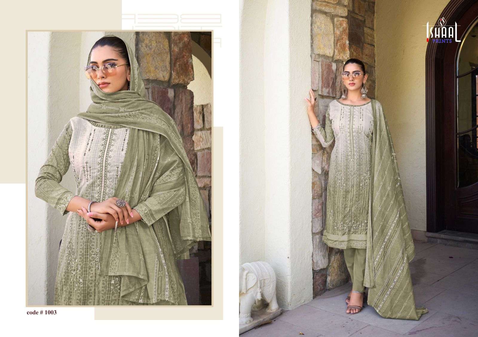 ISHAAL PRINTS EMBROIDERED COMBO 24 LAWN COTTON FANCY WORK SUIT